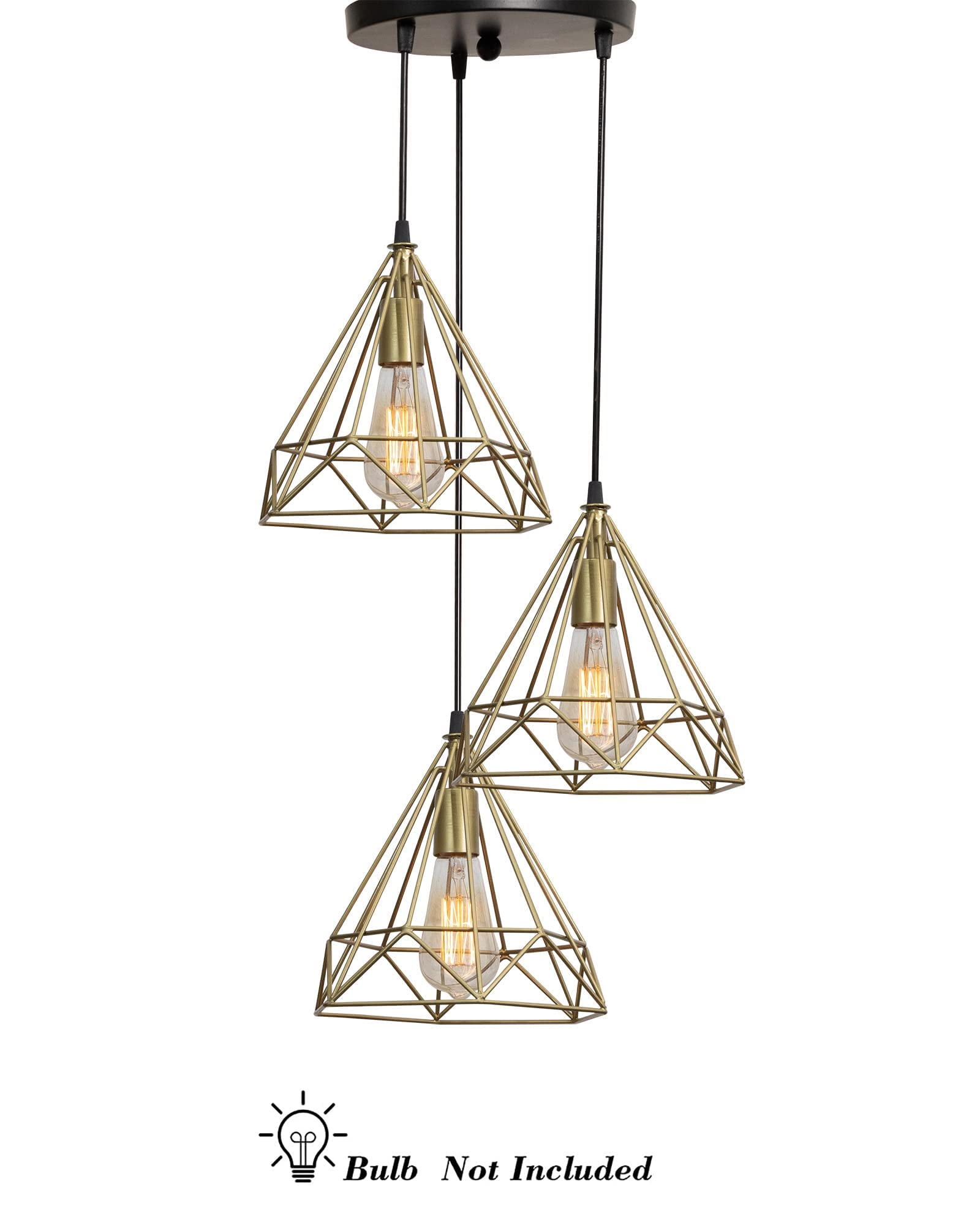 Homesake Hanging Light 3-Diamond Cluster Pendant Light, Home Decor Living Room, Chandelier for Living Room Modern, Diwali Decora